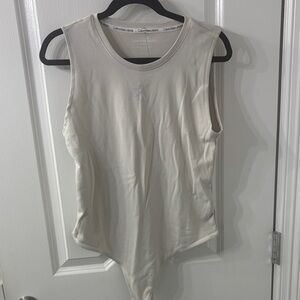 Calvin Klein Jeans XL Cream Sleeveless Bodysuit NWT